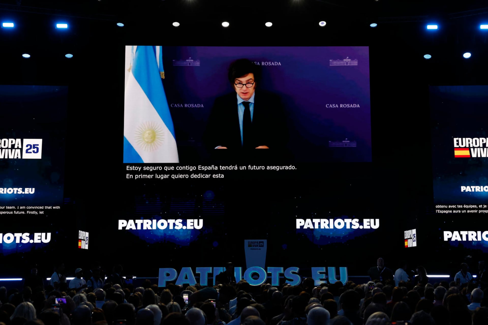 Javier Milei durante su discurso en el encuentro Viva 25 de Vox