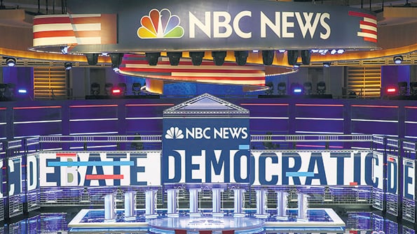 El estudio de NBC News, en Miami, donde se viene realizando el debate demócrata.
