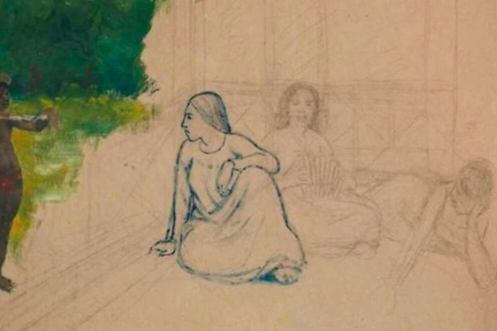 El cuadro inconcluso que se atribuye a Gauguin, cuya autoría ahora está en duda.
