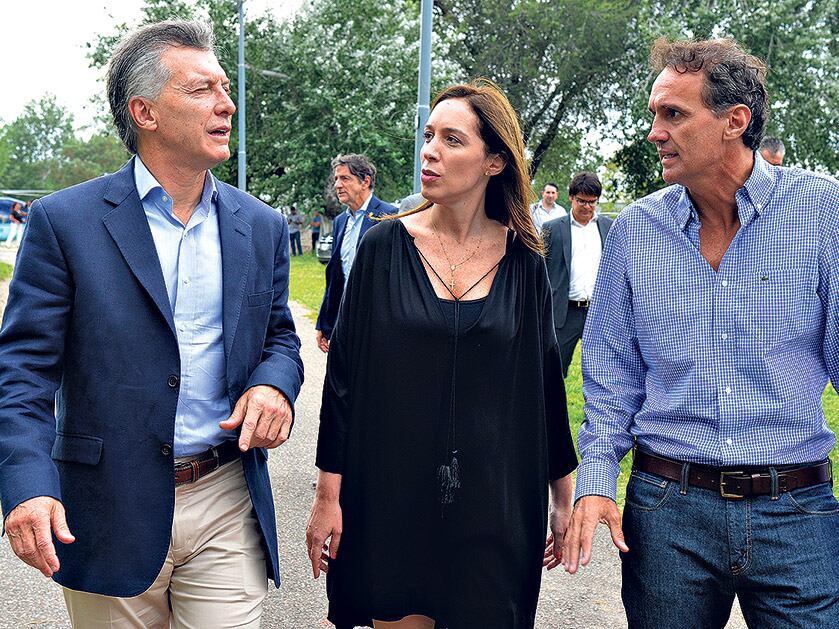 Mauricio Macri, María Eugenia Vidal y Gabriel Katopodis en la recorrida de ayer en San Martín.
