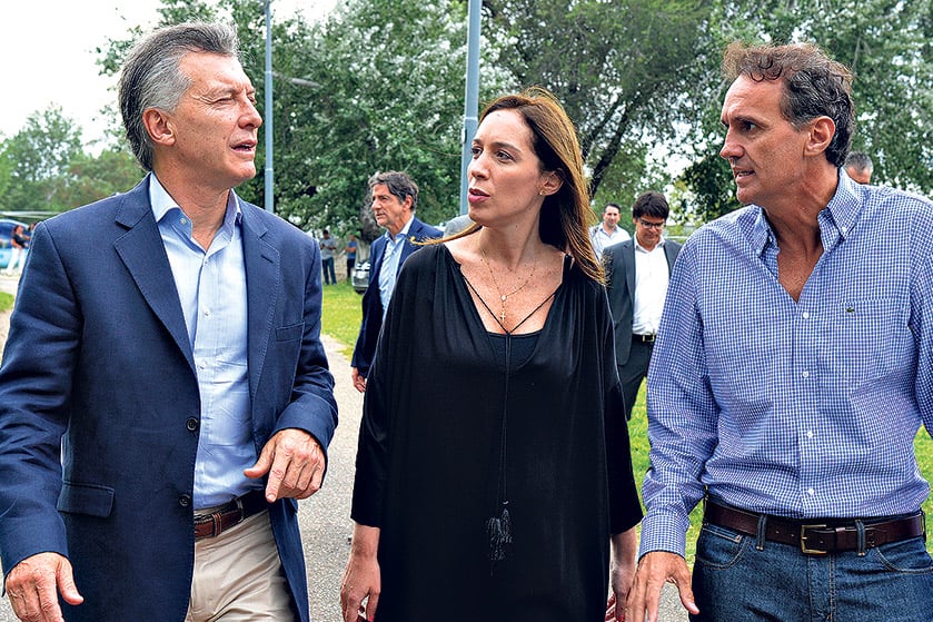 Mauricio Macri, María Eugenia Vidal y Gabriel Katopodis en la recorrida de ayer en San Martín.