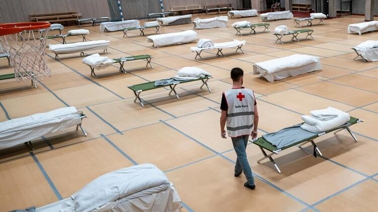 Gimnasio en Oslo, acondicionado para recibir enfermos.