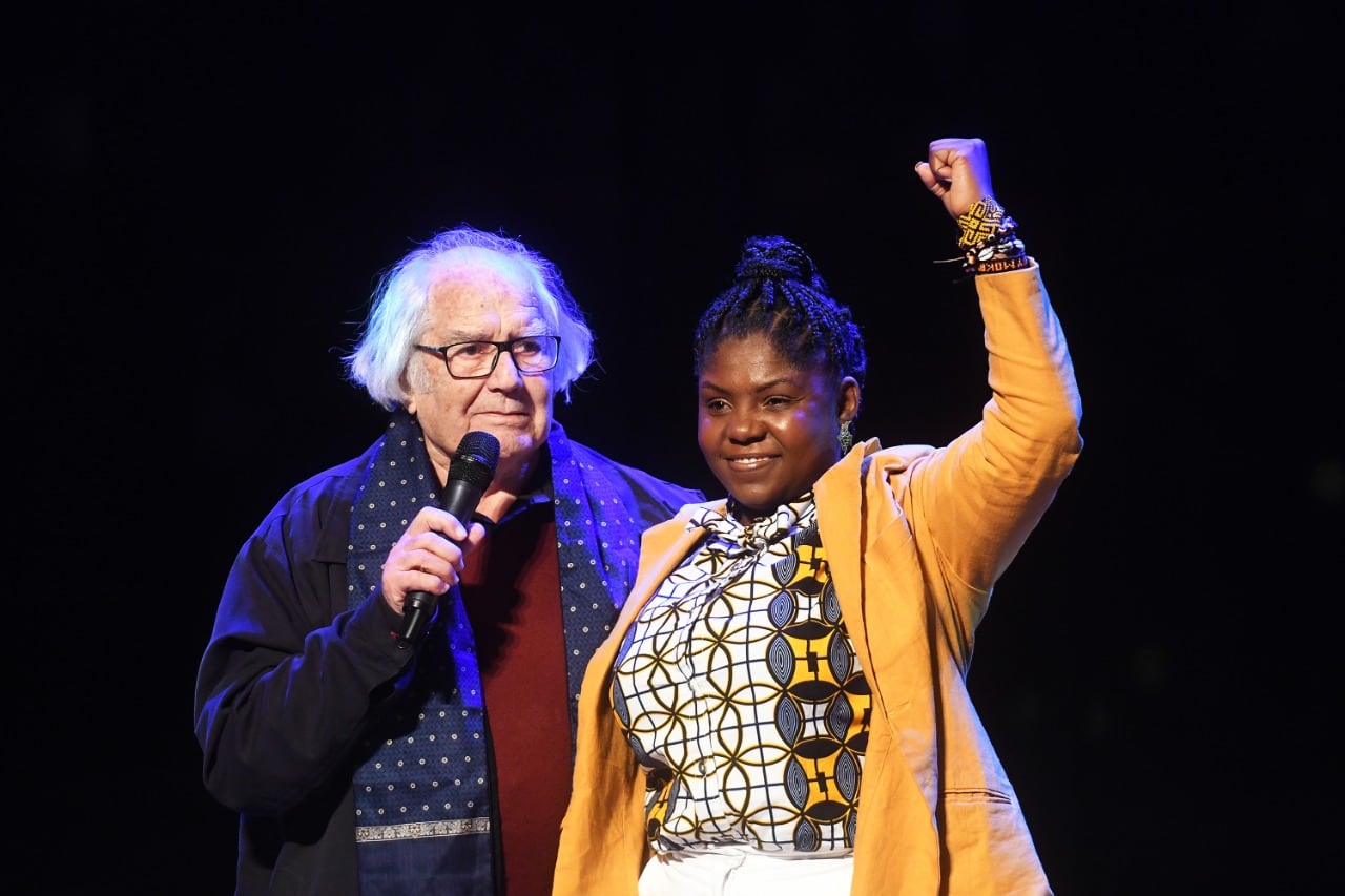 Francia Márque junto a Pérez Esquivel en el CCK.