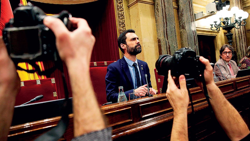 El presidente del Parlamernt, Roger Torrent, en la sesión de ayer.