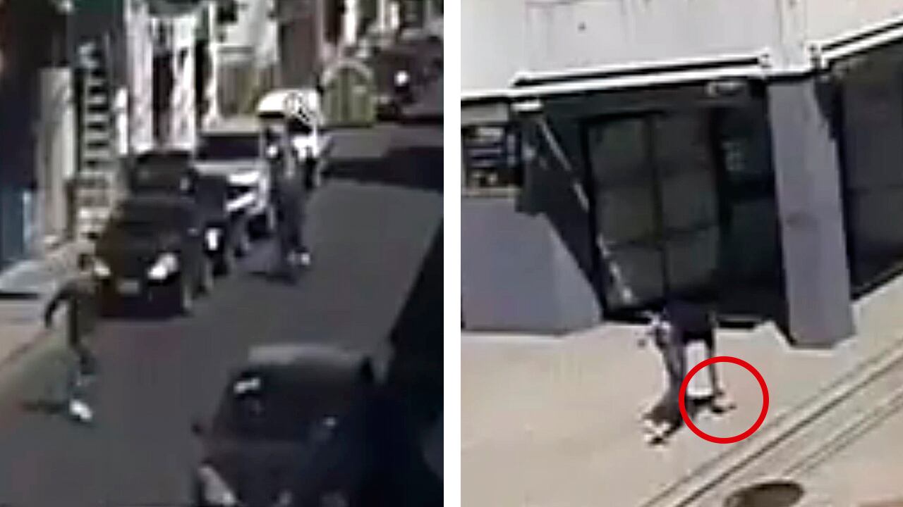 Rosario/12 accedió al video en el que se ve cómo el policía acomoda el arma del delincuente.