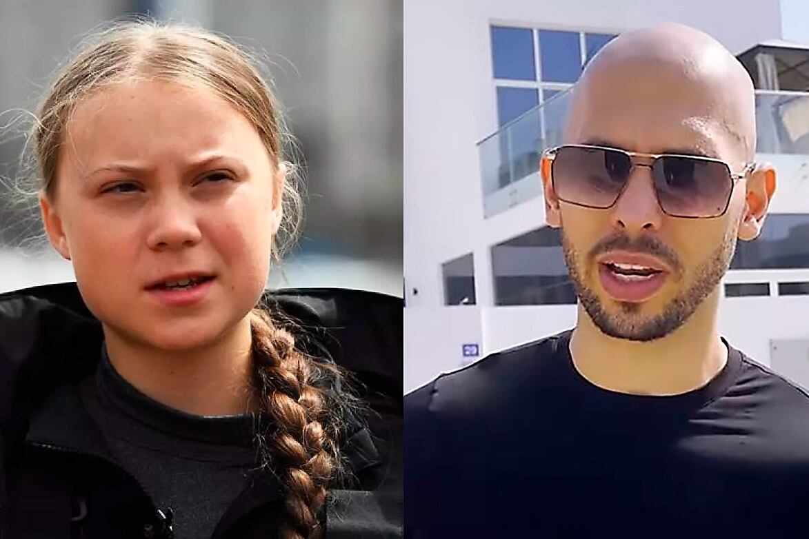 Greta Thunberg y Andrew Tate, un cruce en Twitter que terminó hundiendo al misónigo influencer.
