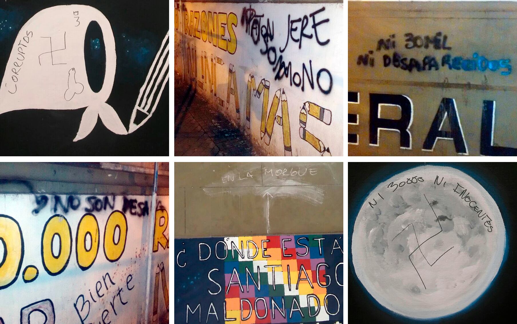 Las pintadas se hicieron sobre murales que reivindican la lucha de las Madres.