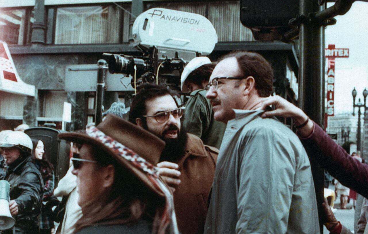 Coppola y Gene Hackman en el rodaje de "La conversación".