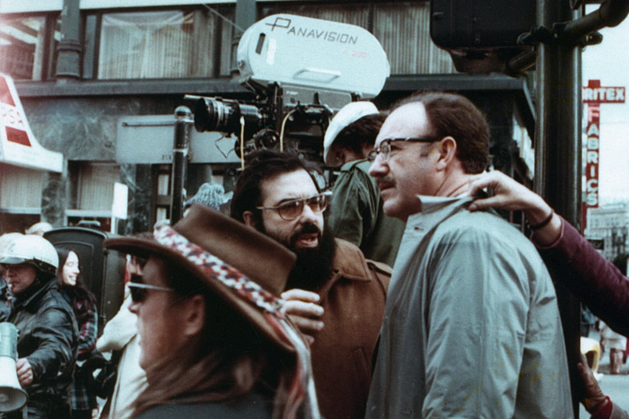 Coppola y Gene Hackman en el rodaje de "La conversación".