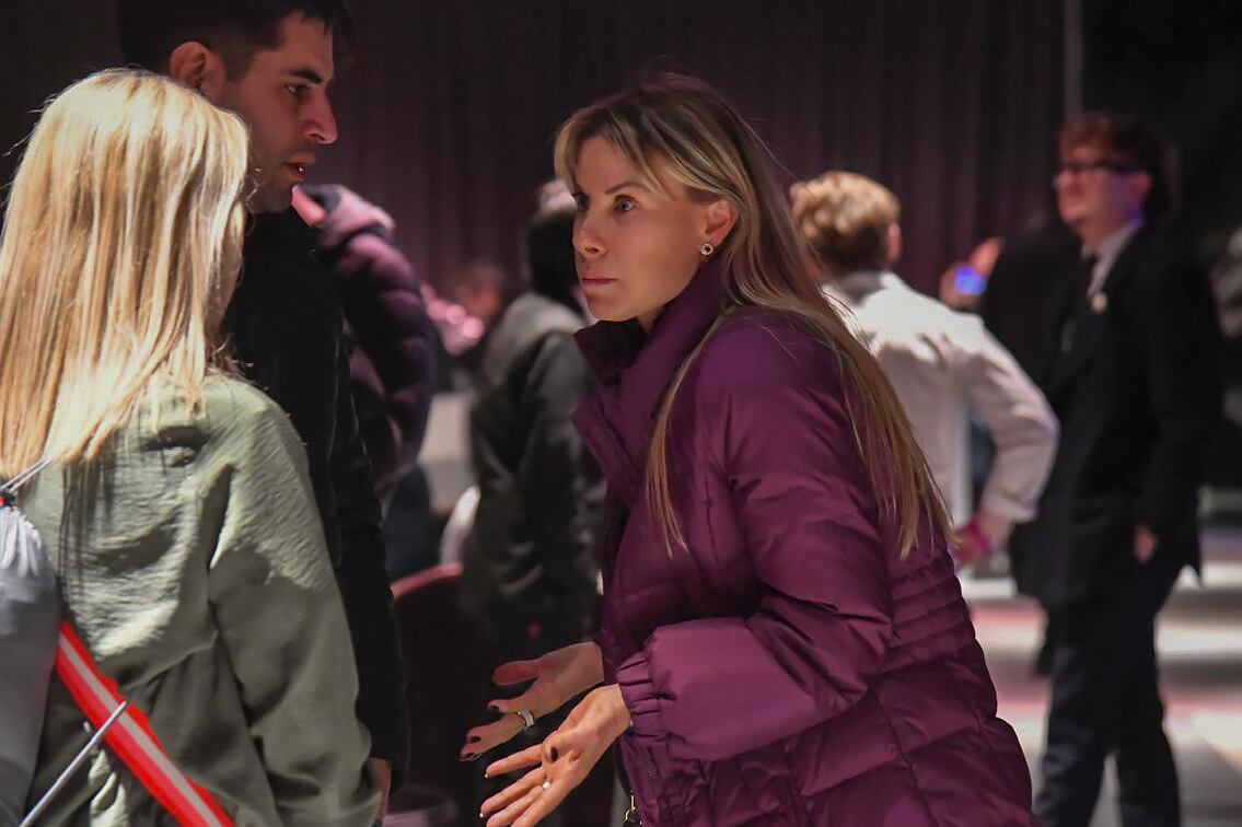 Karen Reichardt el lunes, en el acto de Milei en el Movistar Arena.