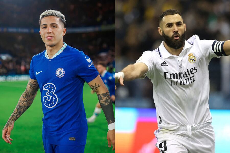 Enzo Fernández y Karim Benzema, titulares esta noche en Londres.