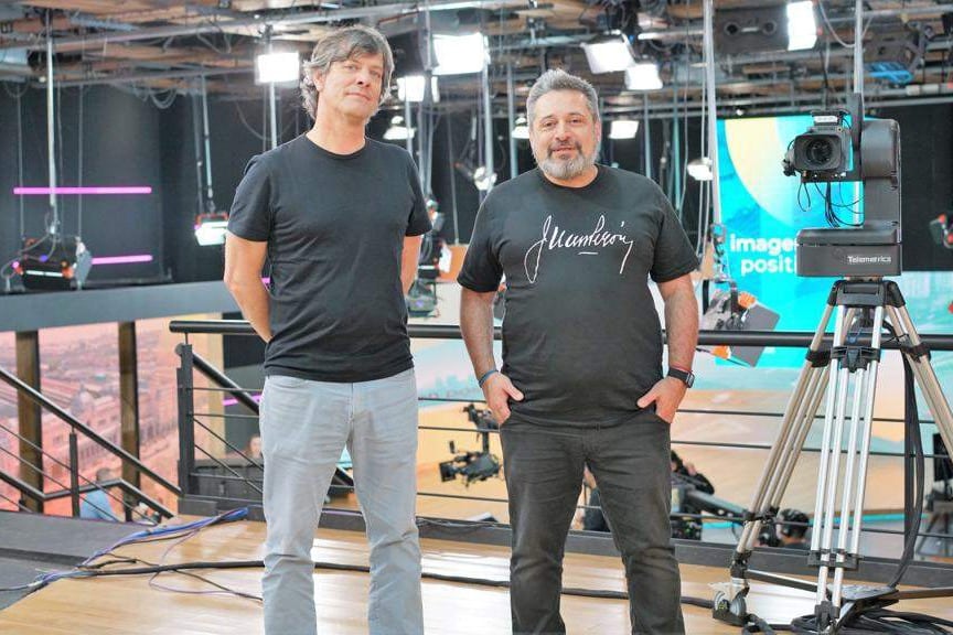 Mario Pergolini y Víctor Santa María, en los estudios de IP.
