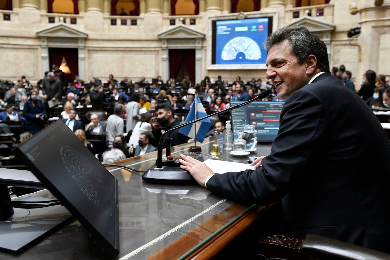 Sergio Massa presidió la sesión en la Cámara de Diputados.
