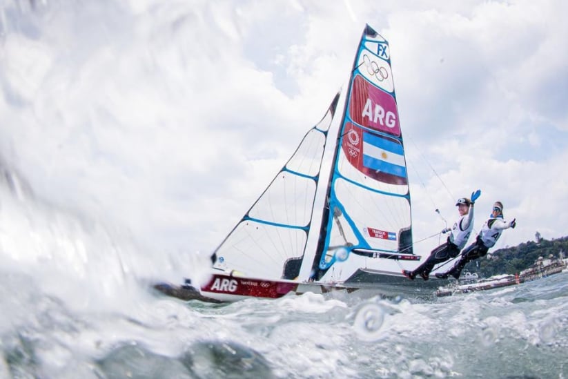 La dupla bonaerense de Victoria Travascio y María Sol Branz, en el agua.