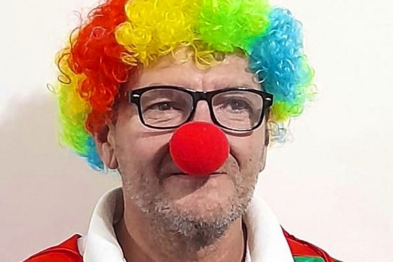 Mario Gabaglio como el payaso Marulito.