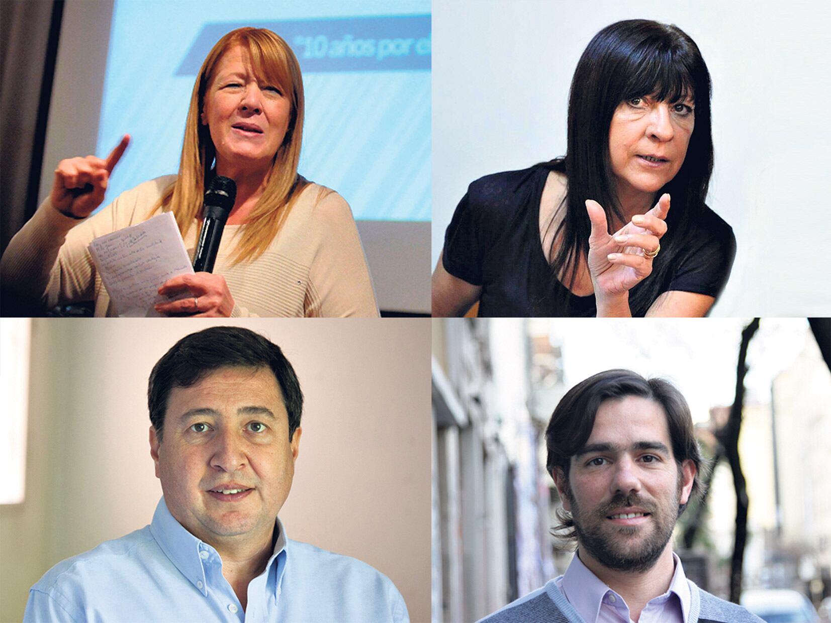 Margarita Stolbizer (GEN), Diana Conti (FpV), Daniel Arroyo (Frente Renovador) y Nicolás del Caño (FIT).