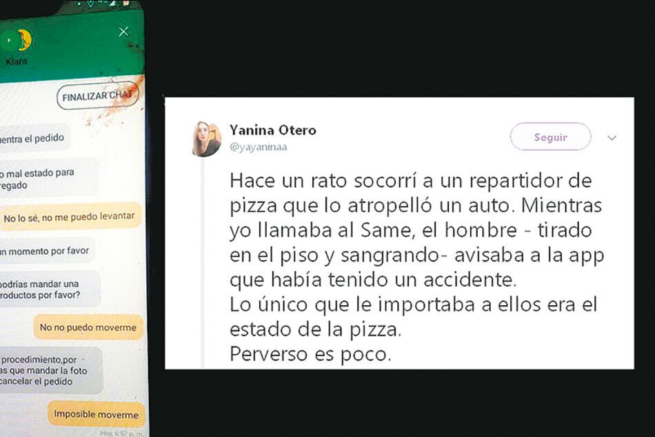 Mientras el repartidor esperaba ayuda, Glovo indagaba por la pizza.