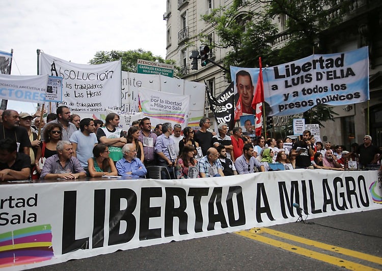 La movilización del segundo aniversario de la detención de la dirigente.