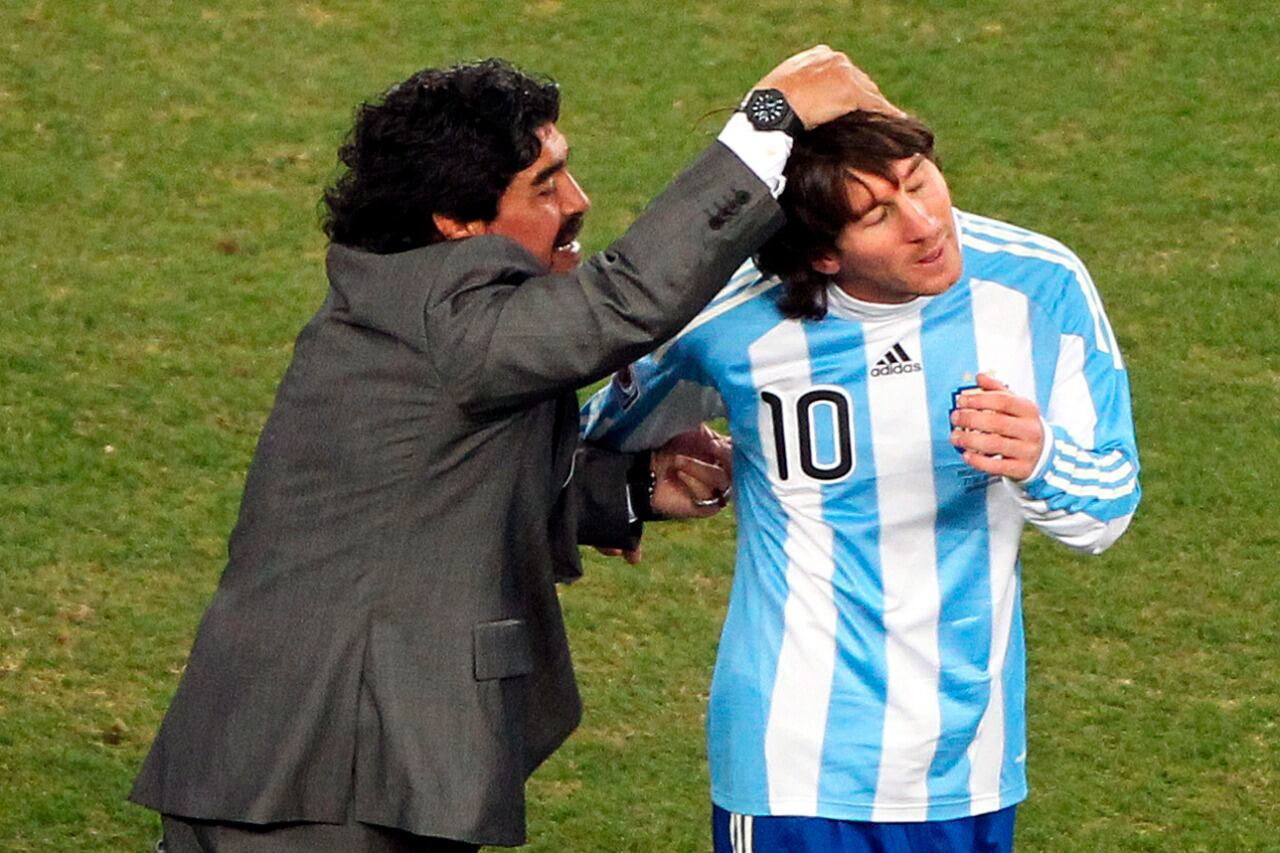 Diego y Leo durante el recordado Mundial 2010