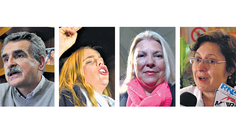 Agustín Rossi y María Emilia Soria (Frente para la Victoria); Elisa Carrió (Vamos Juntos) y Graciela Ocaña (Cambiemos).
