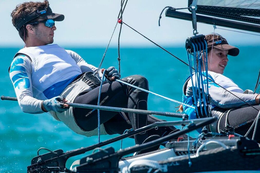 Los velistas argentinos en plena acción