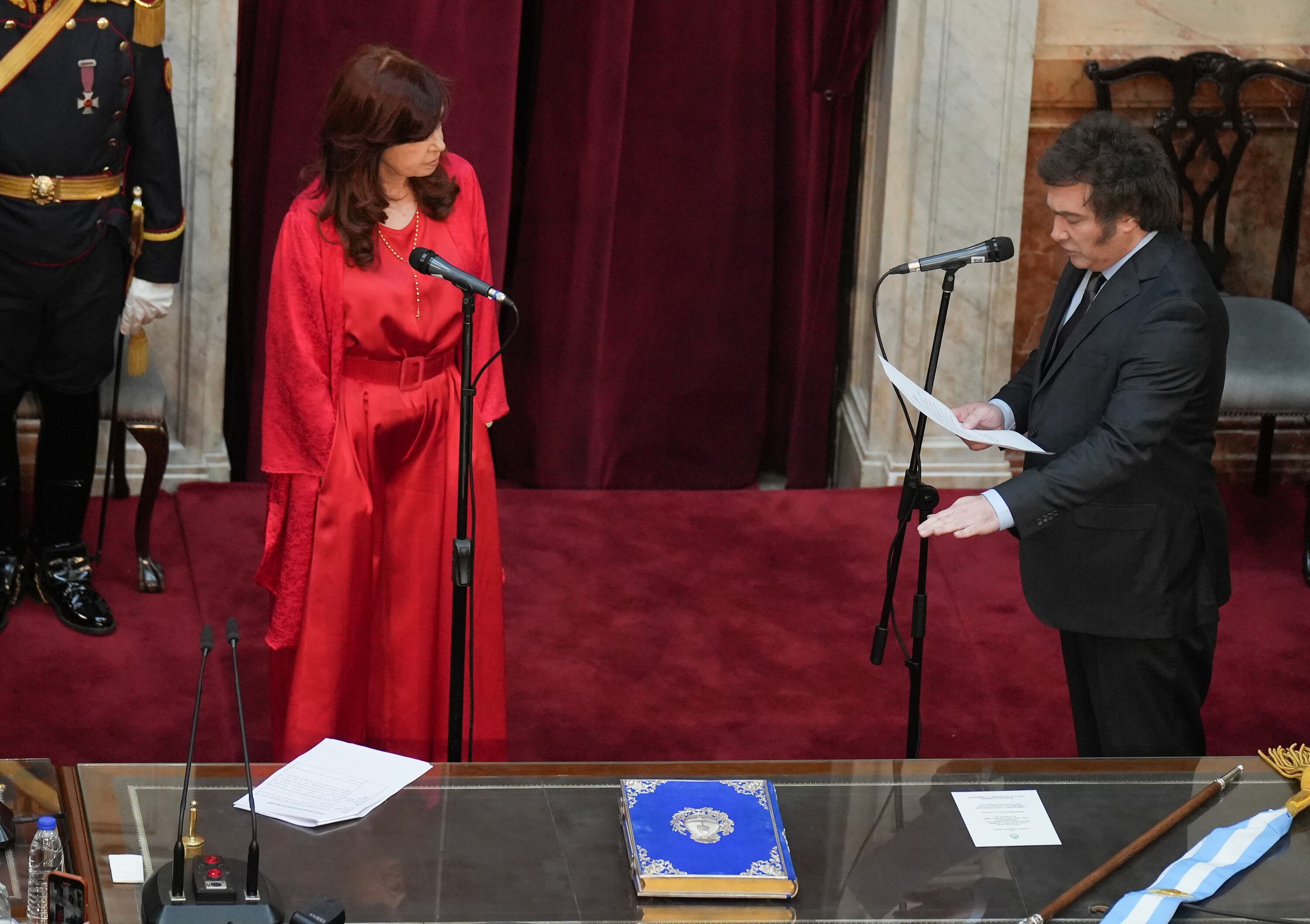 Cristina Kirchner durante la jura de Javier Milei como presidente.