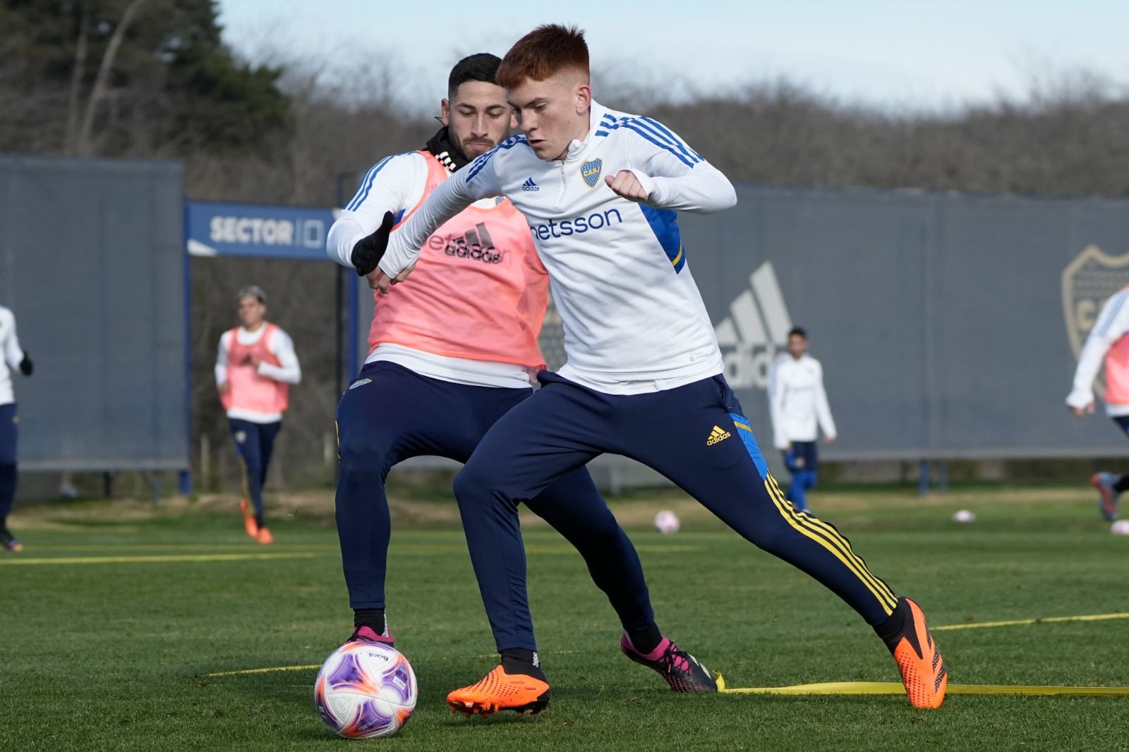 Barco y Varela durante el entrenamiento en Ezeiza