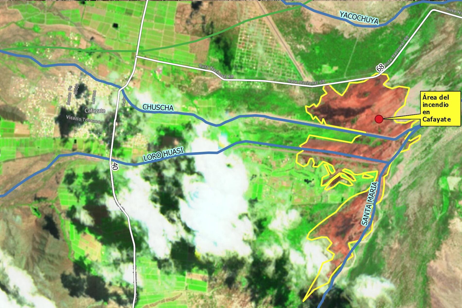 Imagen del Sentinel-2, en su paso por Cafayate el 1 de noviembre a las 11.40.