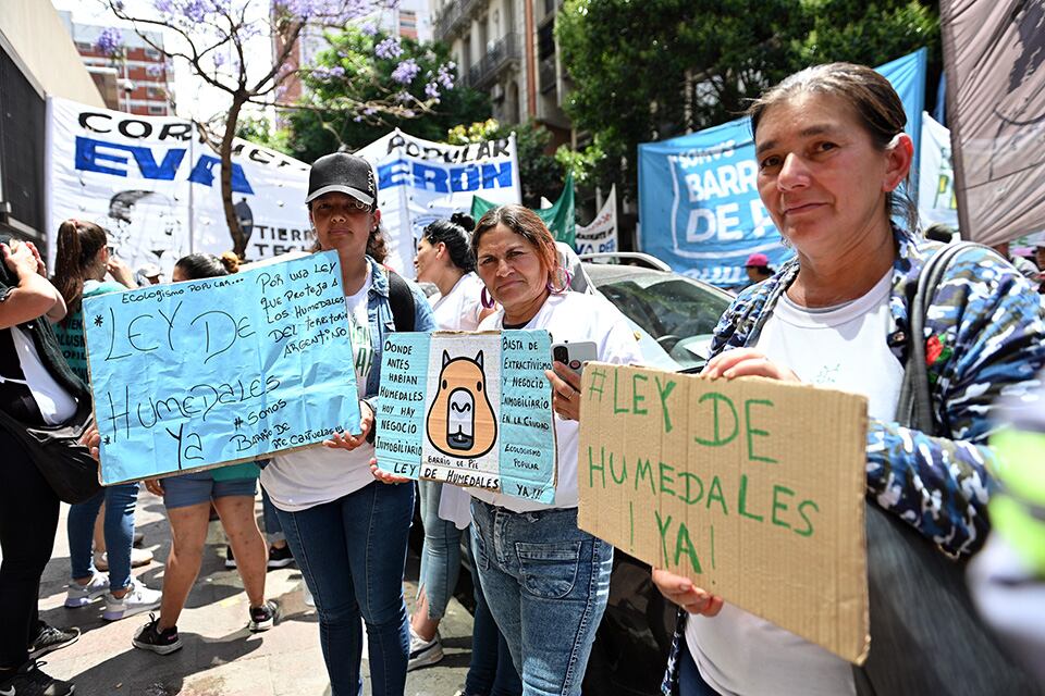 En la calle grupos ambientalistas hicieron sentir su repudio al dictamen.