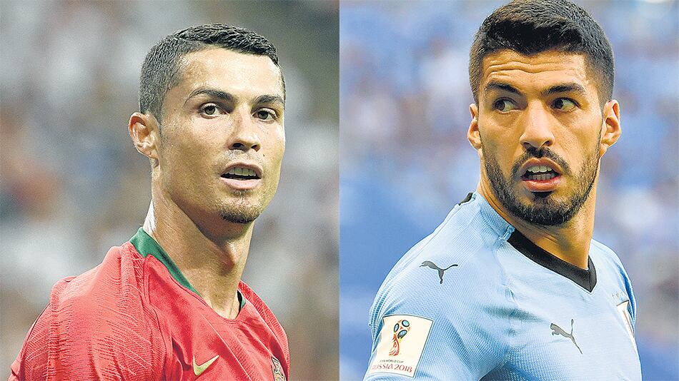 El portugués Cristiano Ronaldo y el uruguayo Luis Suárez, máximos artilleros de sus respectivos seleccionados, se verán las caras hoy en Sochi.