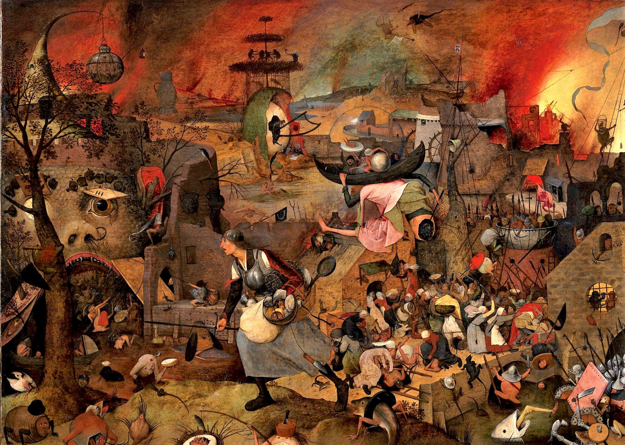 La loca Meg, quien dirige un ejército de mujeres para rapiñar el infierno. El cuadro de Bruegel es de 1563. 