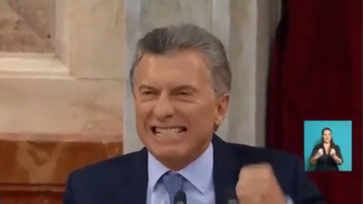 Macri, durante su arenga final al cerrar el discurso en el Congreso.