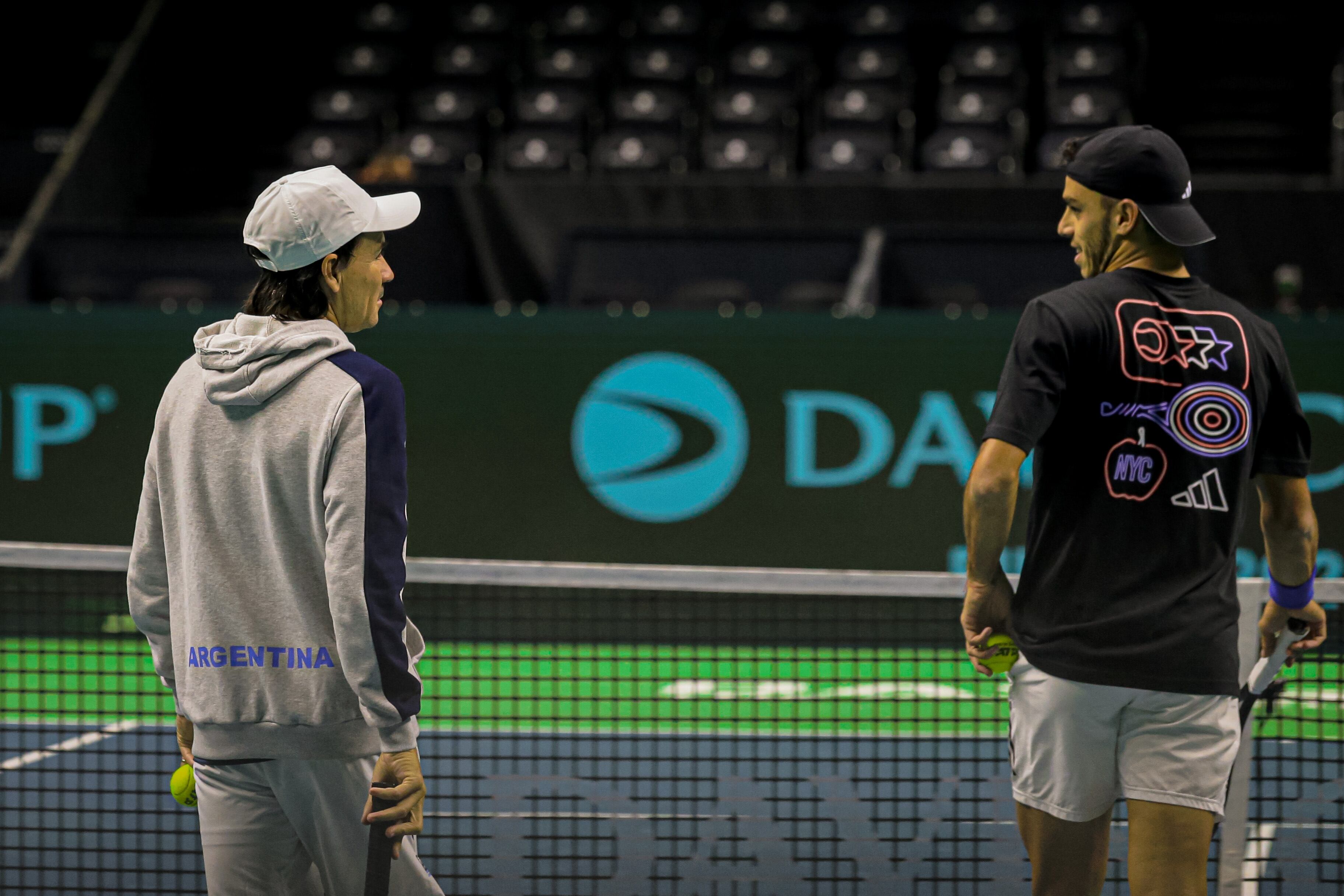 Coria y Cerúndolo, en la previa del duelo ante Italia.