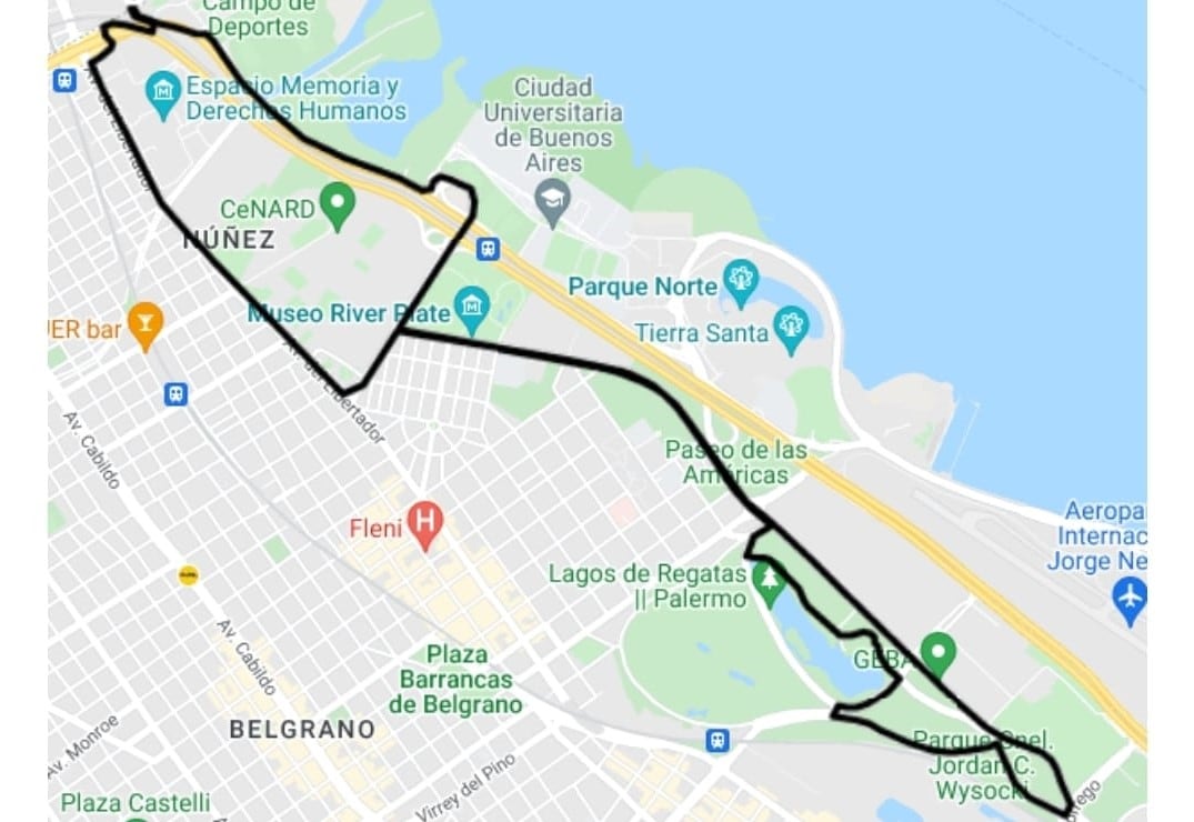 Recorrido de la maratón. Imagen: Sitio Oficial BsAs Run