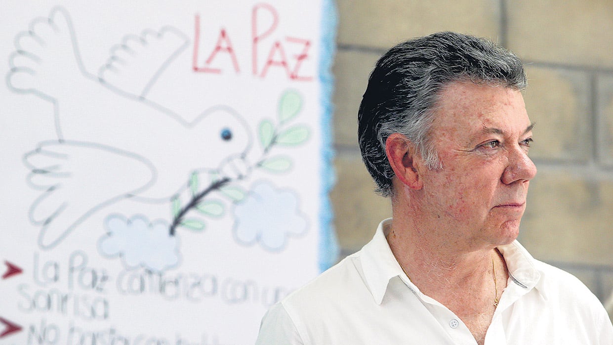 El presidente colombiano Santos participó ayer de varios actos por el aniversario.