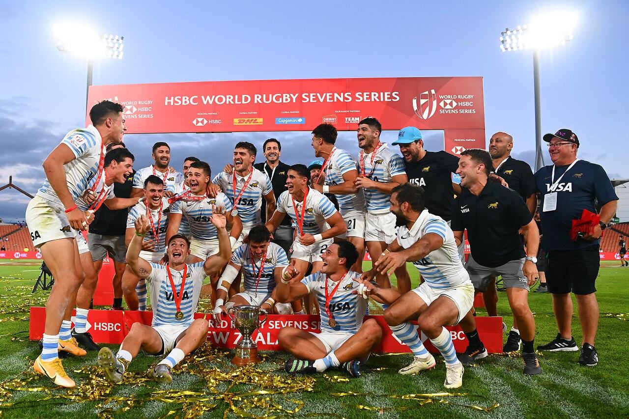 El festejo de Los Pumas 7s, que venían de ser bronce en los Juegos Olímpicos de Tokio