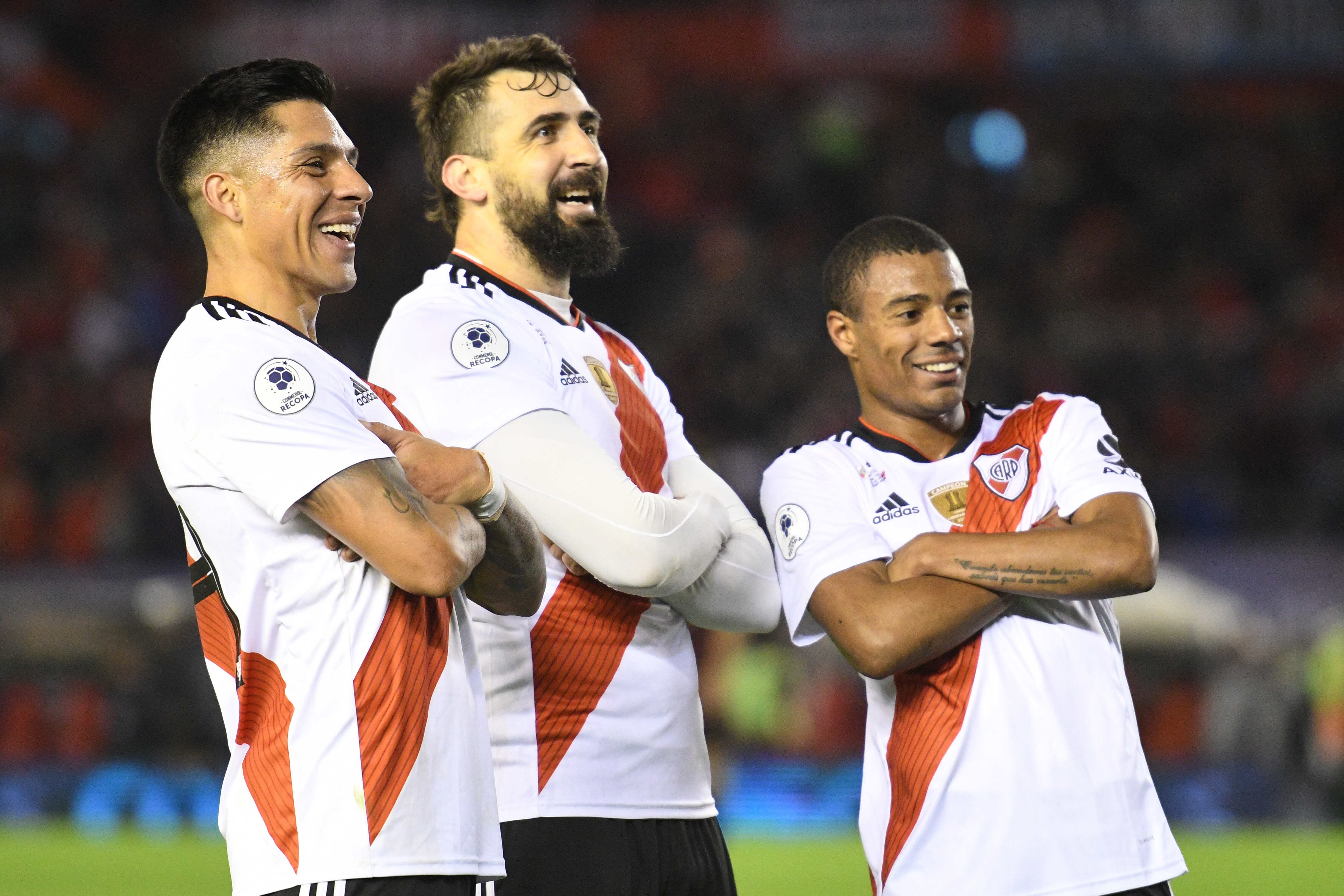Pérez, Pratto y De la Cruz festejan un nuevo éxito de River.
