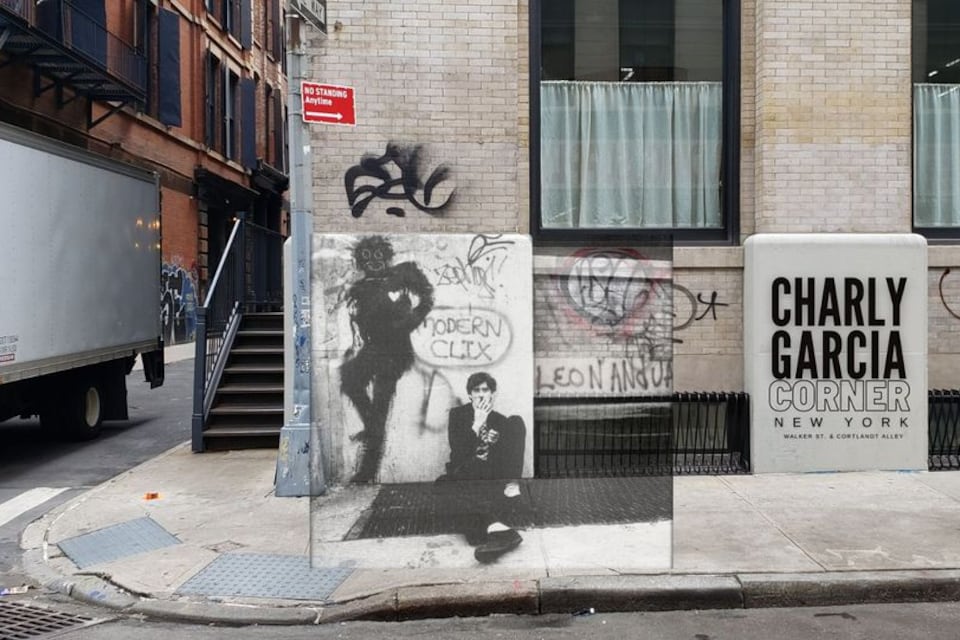 Walker Street & Cortlandt Alley,1983 y 2023. Imagen: Facebook Charly García Corner.