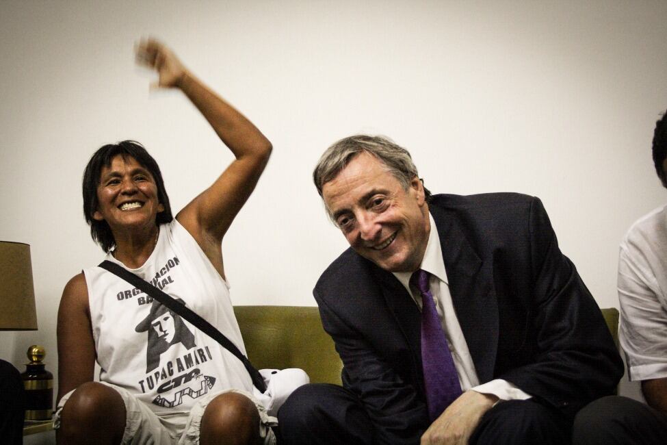 Milagro Sala en uno de sus encuentros con Néstor Kirchner