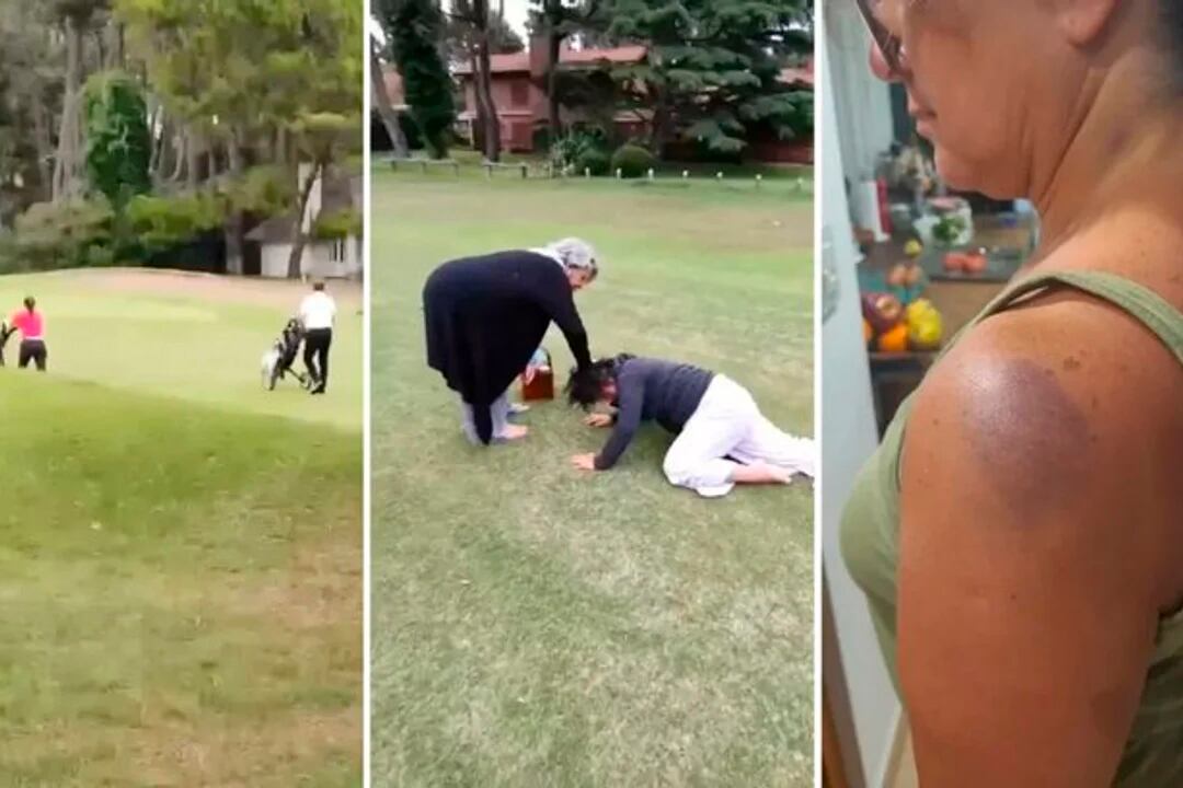 Una amiga ayuda a la otra luego del golpe.