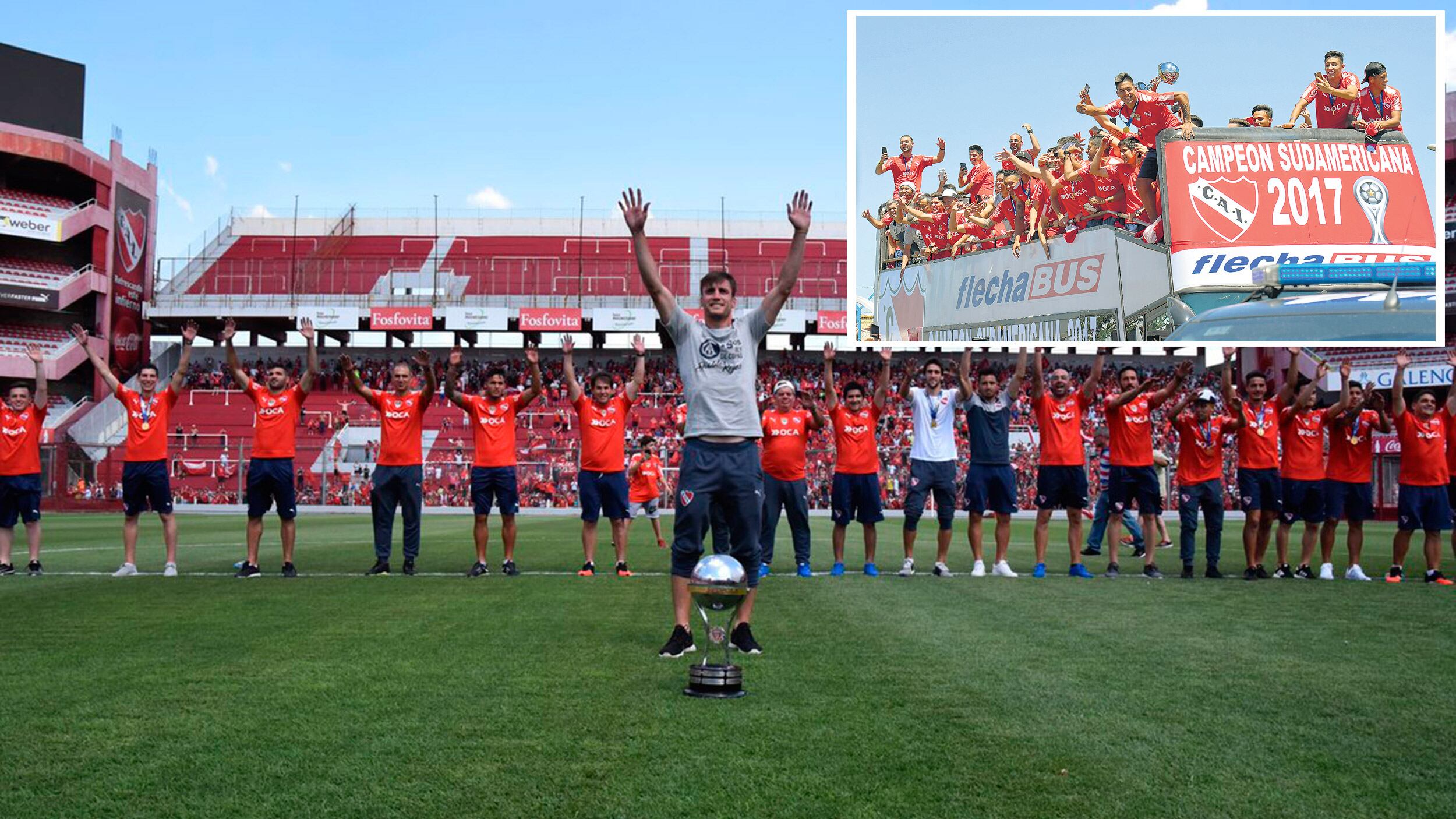 Así en las calles como en el estadio, los hinchas desataron una fiesta para recibir al campeón de la Copa Sudamericana 2017.