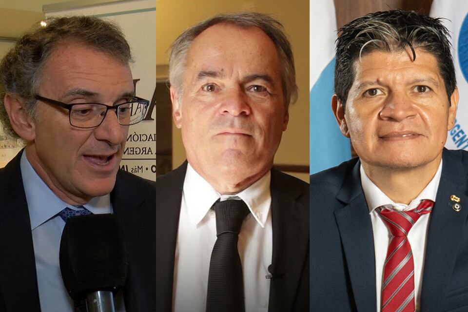 Claudio Cesario (ABA), Marcelo Fernández (CGERA) y Alfredo González (CAME).