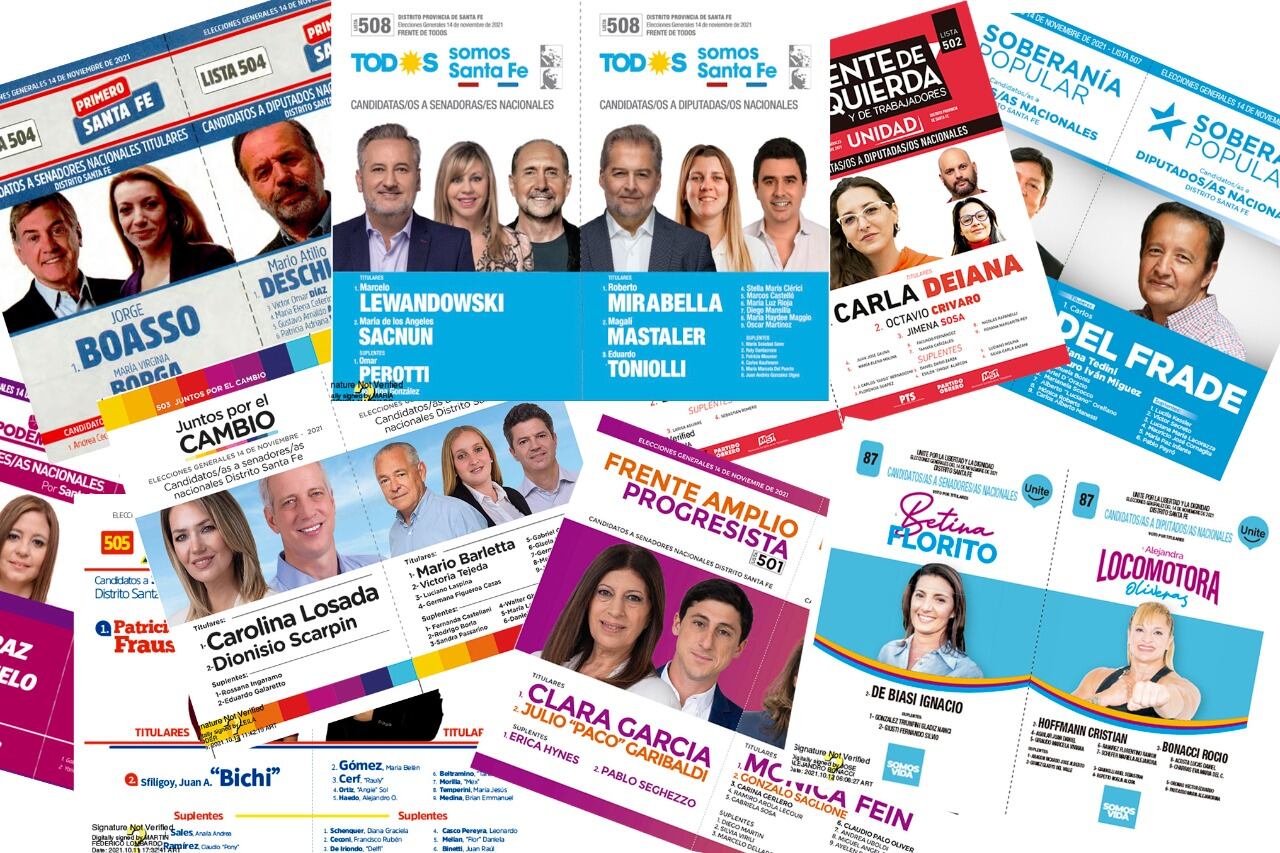 Santa Fe: en las elecciones de este 14 de noviembre habrá 9 boletas de candidatos a diputados y senadores en el cuarto oscuro. 