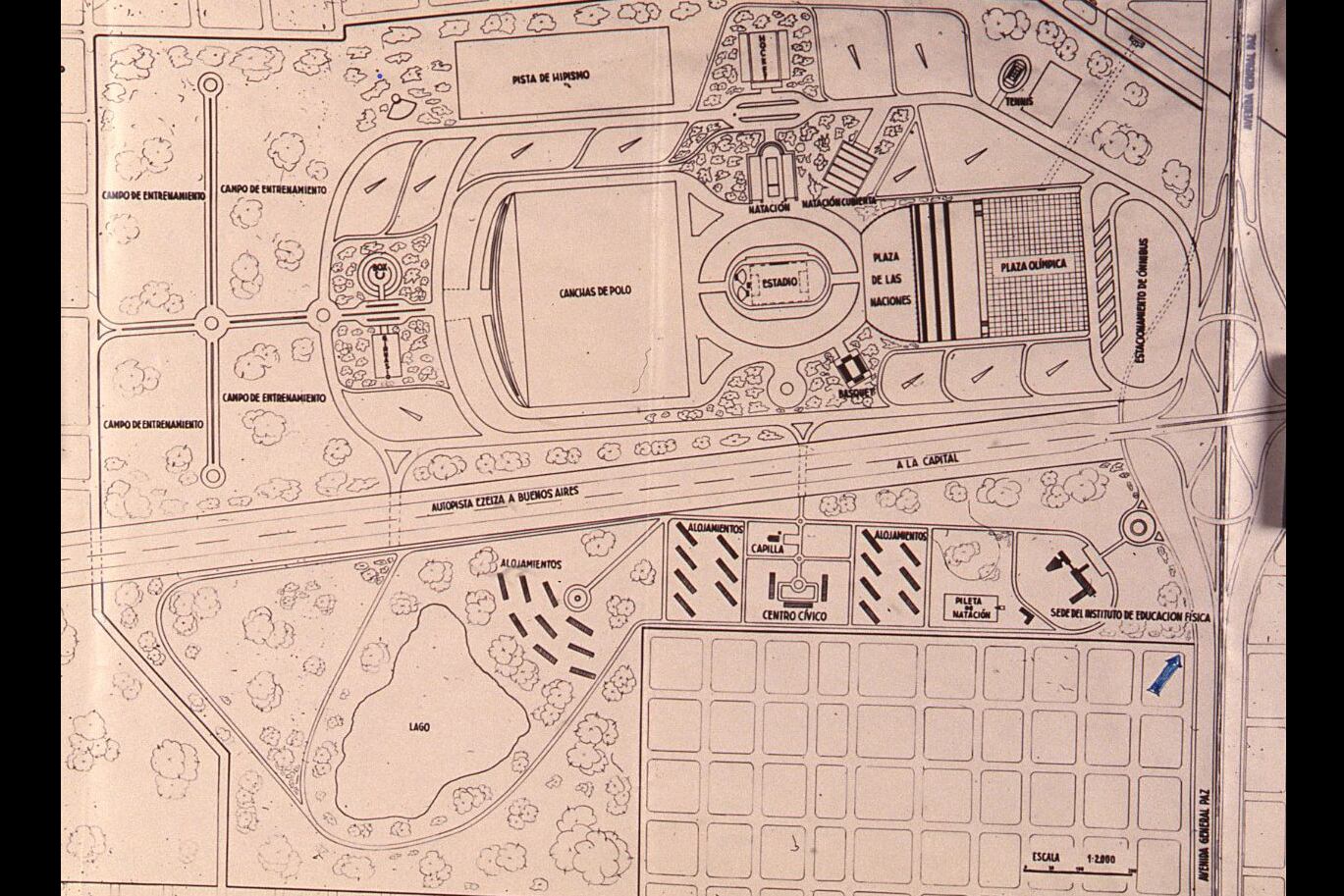 Plano de la Villa Olímpica para la canditatura de los JJ.OO. de Buenos Aires 1956.