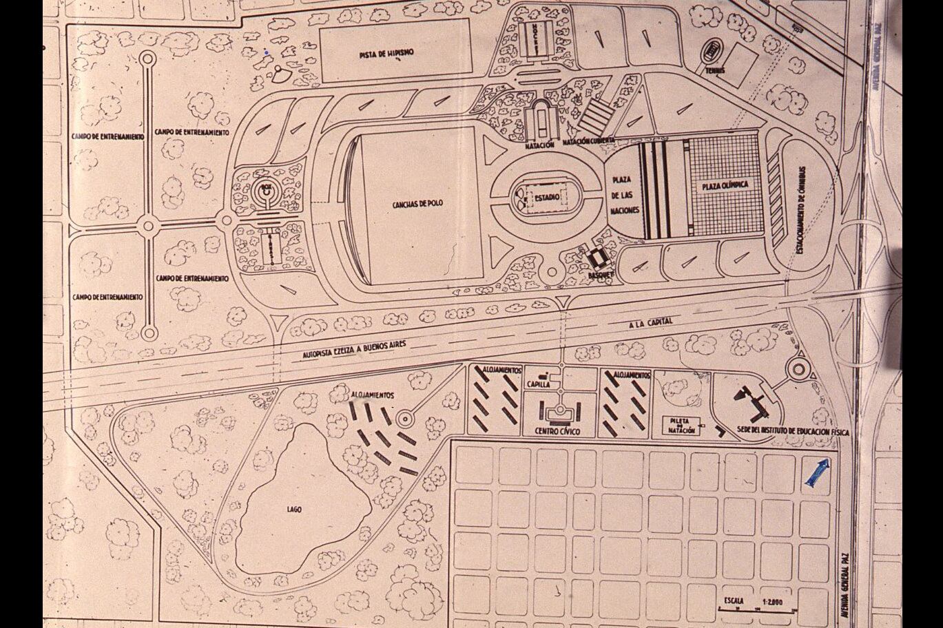 Plano de la Villa Olímpica para la canditatura de los JJ.OO. de Buenos Aires 1956.