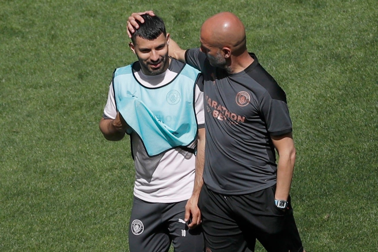 Agüero y Guardiola cuando trabajaban juntos