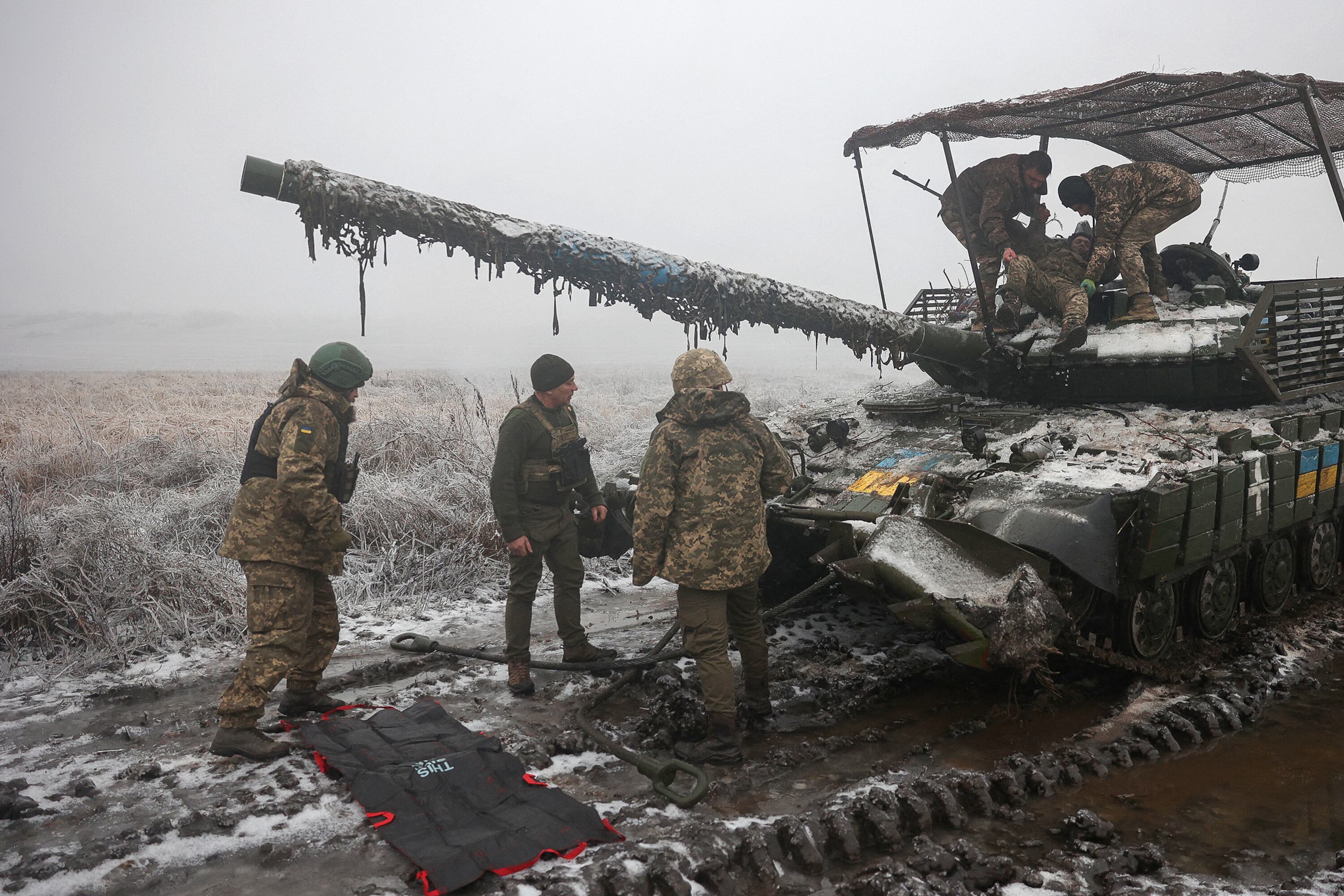 Un tanque ucraniano en el frente de Bajmut, región de Donestsk.