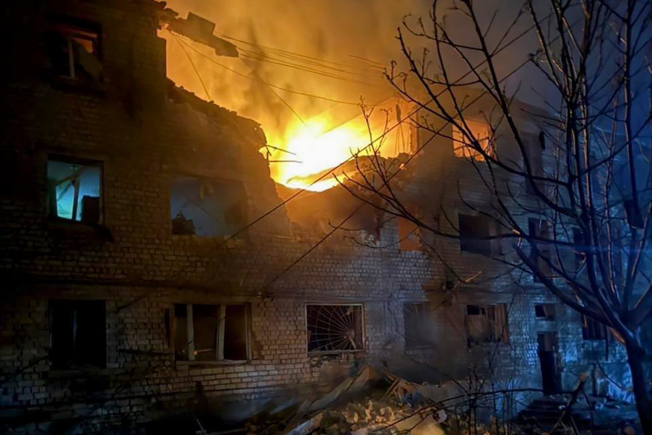 Bombardeo de drones rusos en Zaporiyia.