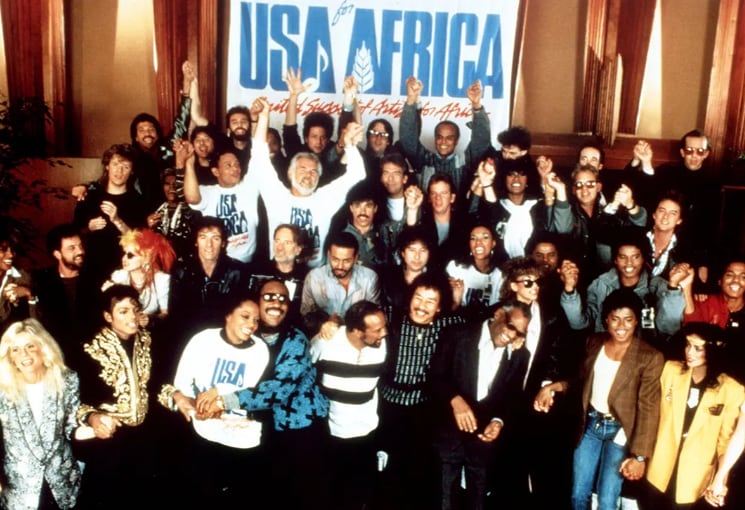 El proyecto "USA for Africa" marcó un hito en la música al convocar a algunas de las estrellas más brillantes de la industria. Imagen: @steam.