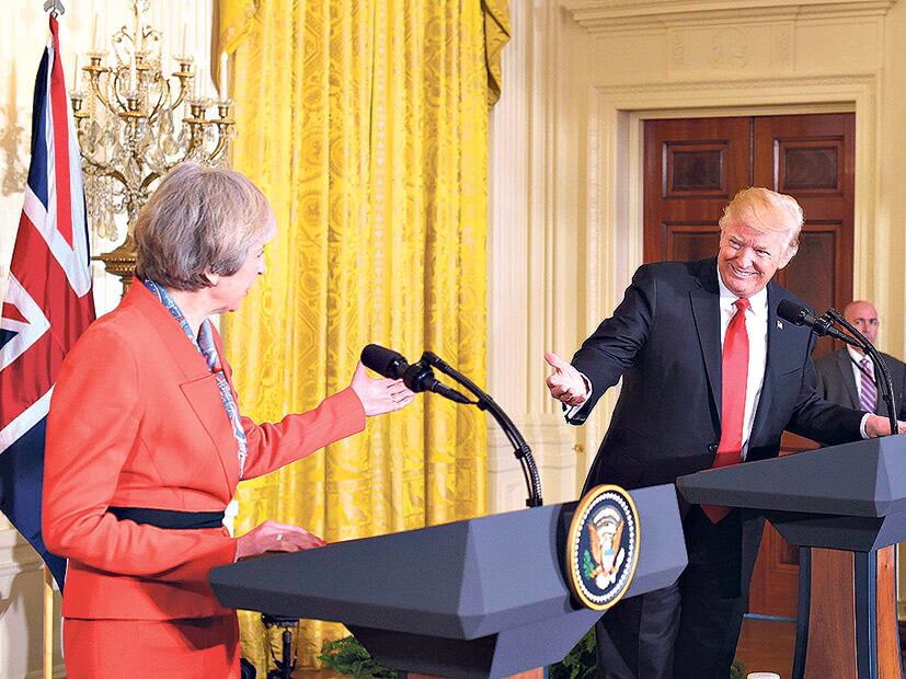 May y Trump se mostraron muy distendidos en la rueda de prensa.